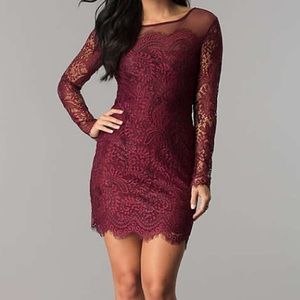 Long sleeve short lace party dress